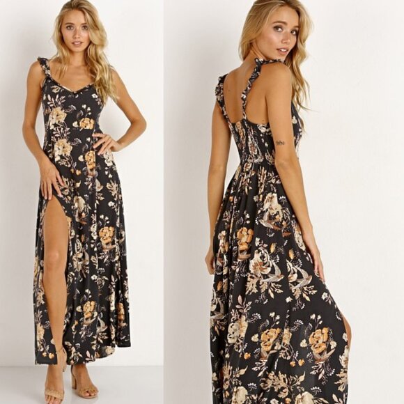 Spell & The Gypsy Rosa Floral Maxi Sundress in Coal Size Medium - Picture 14 of 14